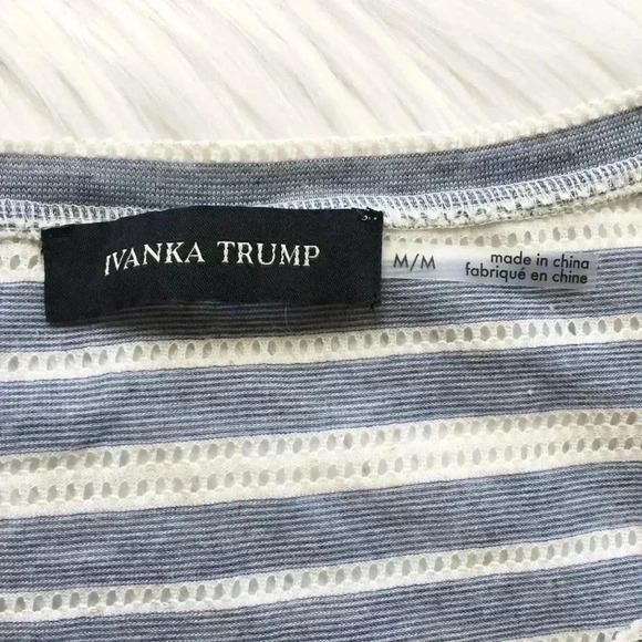 Ivanka Trump Blue and White Striped Ruffle Sleeve - Picture 7 of 8